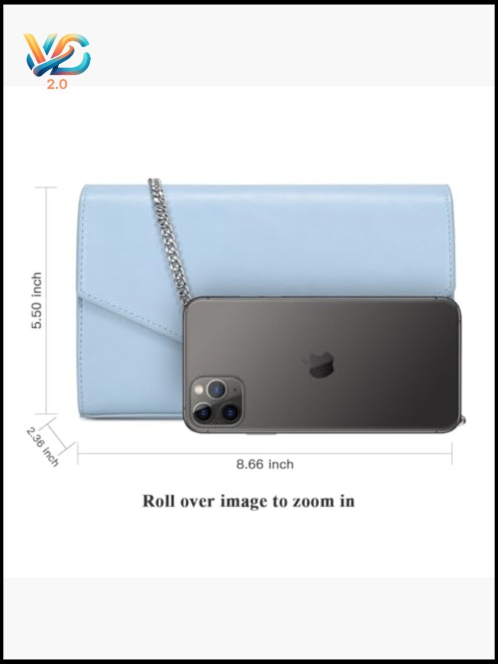 Foldover Envelope Crossbody Clutch Purse with Magnetic Snap Closure - Picture 3 of 6